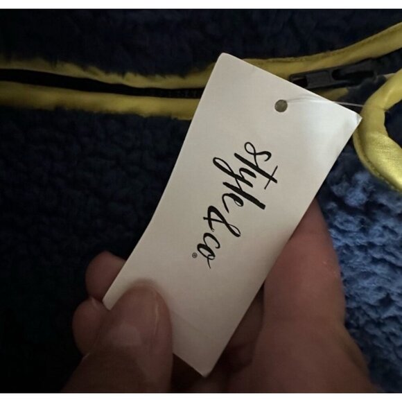 Style & Co Womens XL Sherpa Fleece Jacket Pink & Navy Two-Tone - Picture 8 of 11